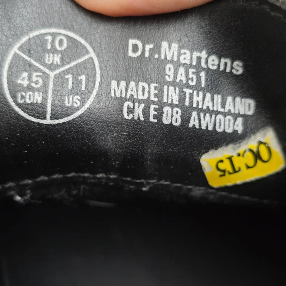 Vintage Dr. Martens 9A51 Oxford Mens 11 Black Leather Square Toe Chunky Lug Goth